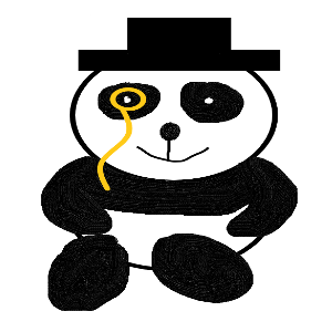 A quite badly drawn but dapper panda.